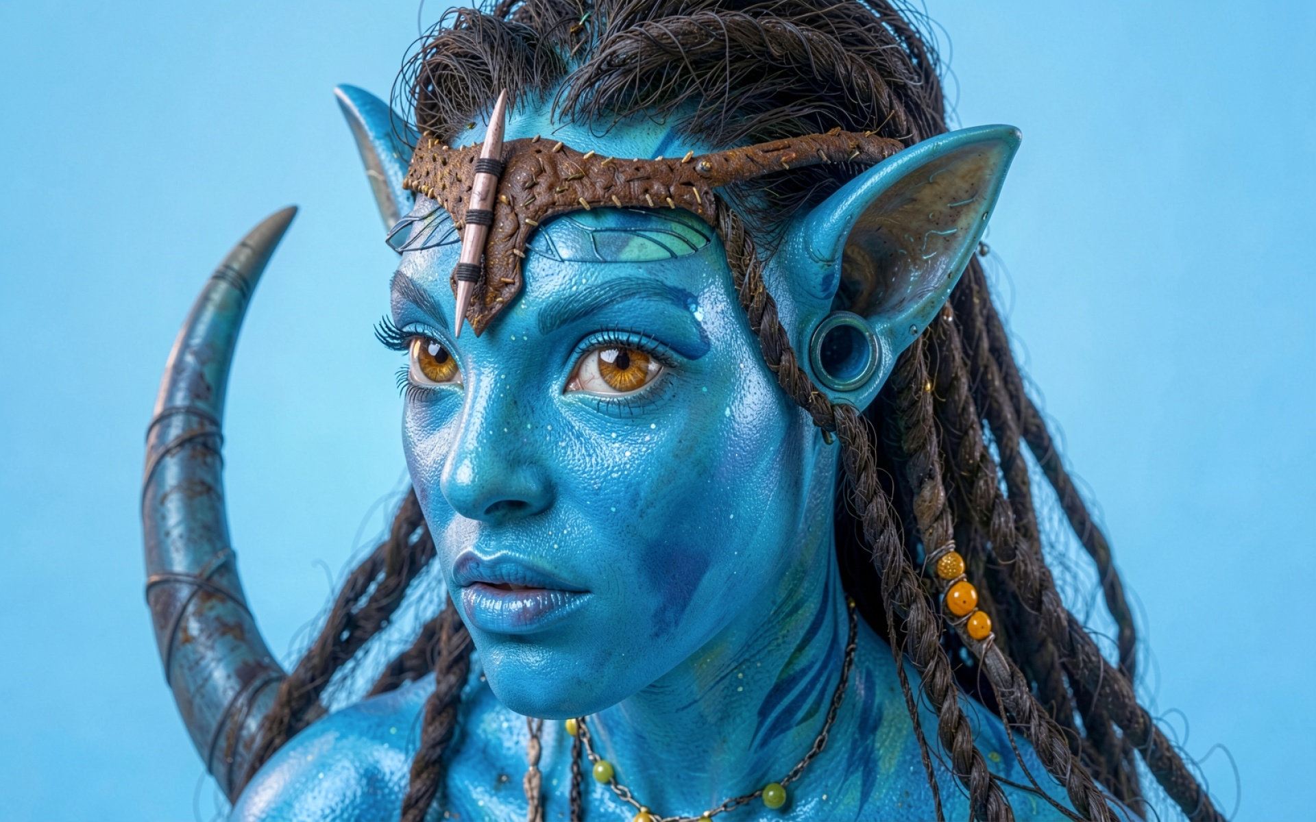 Нави из Аватара синий кожаный обруч