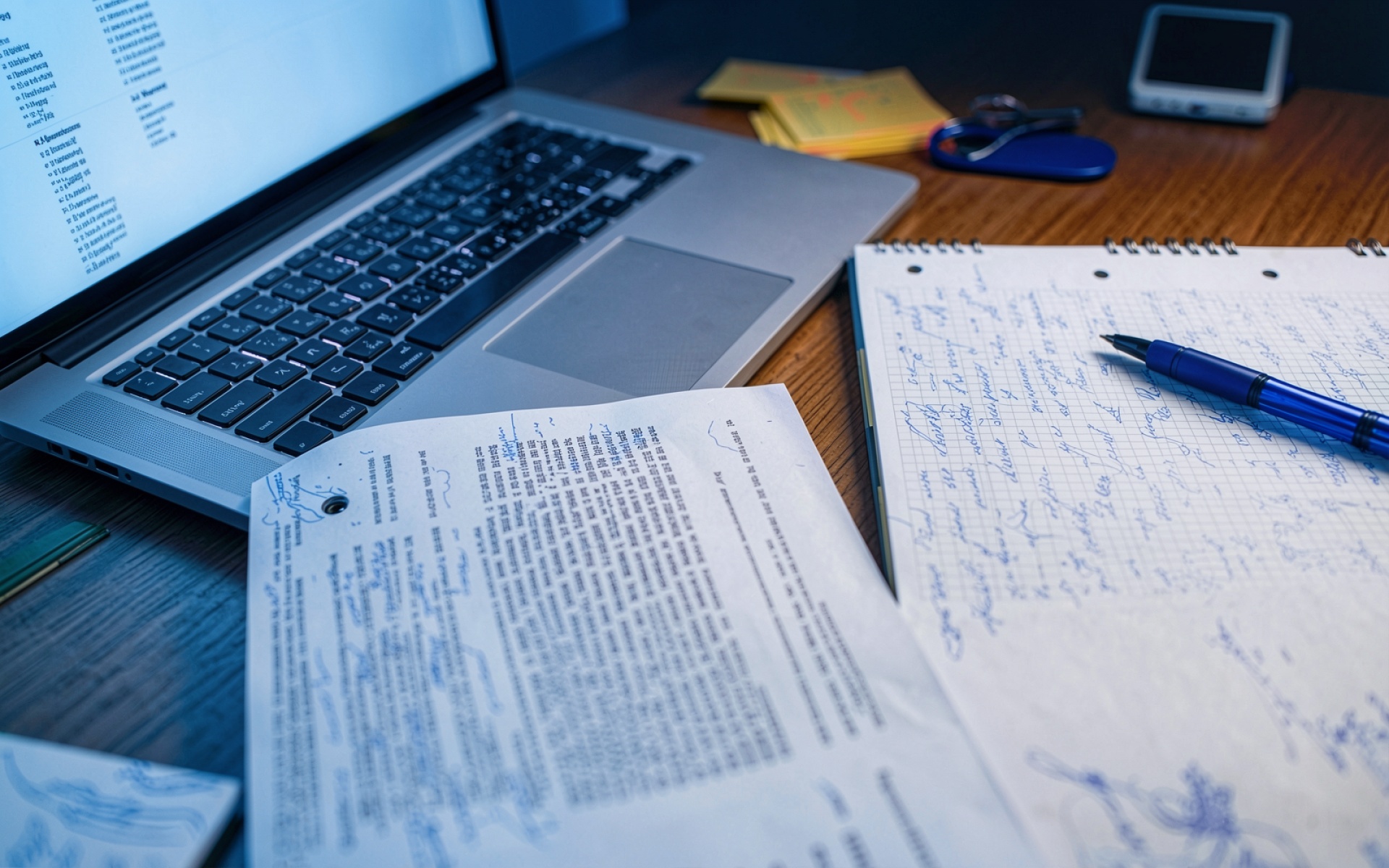 Рабочее место программиста синий свет