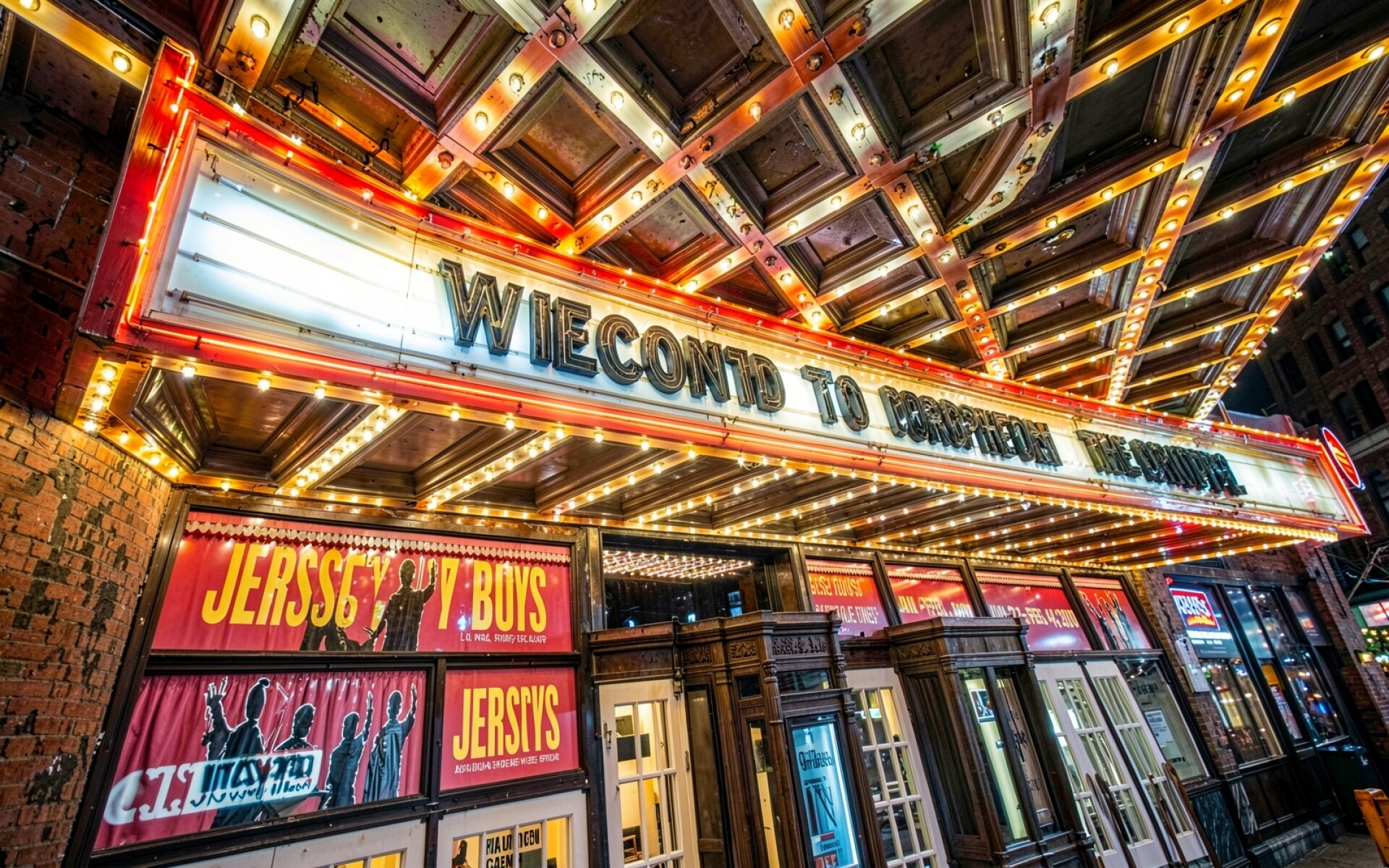 Театр Корнелиум ночной вид неоновые огни