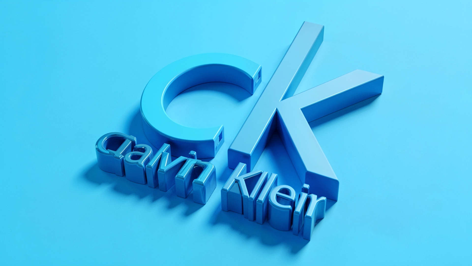 Логотип Calvin Klein голубой 3D стиль