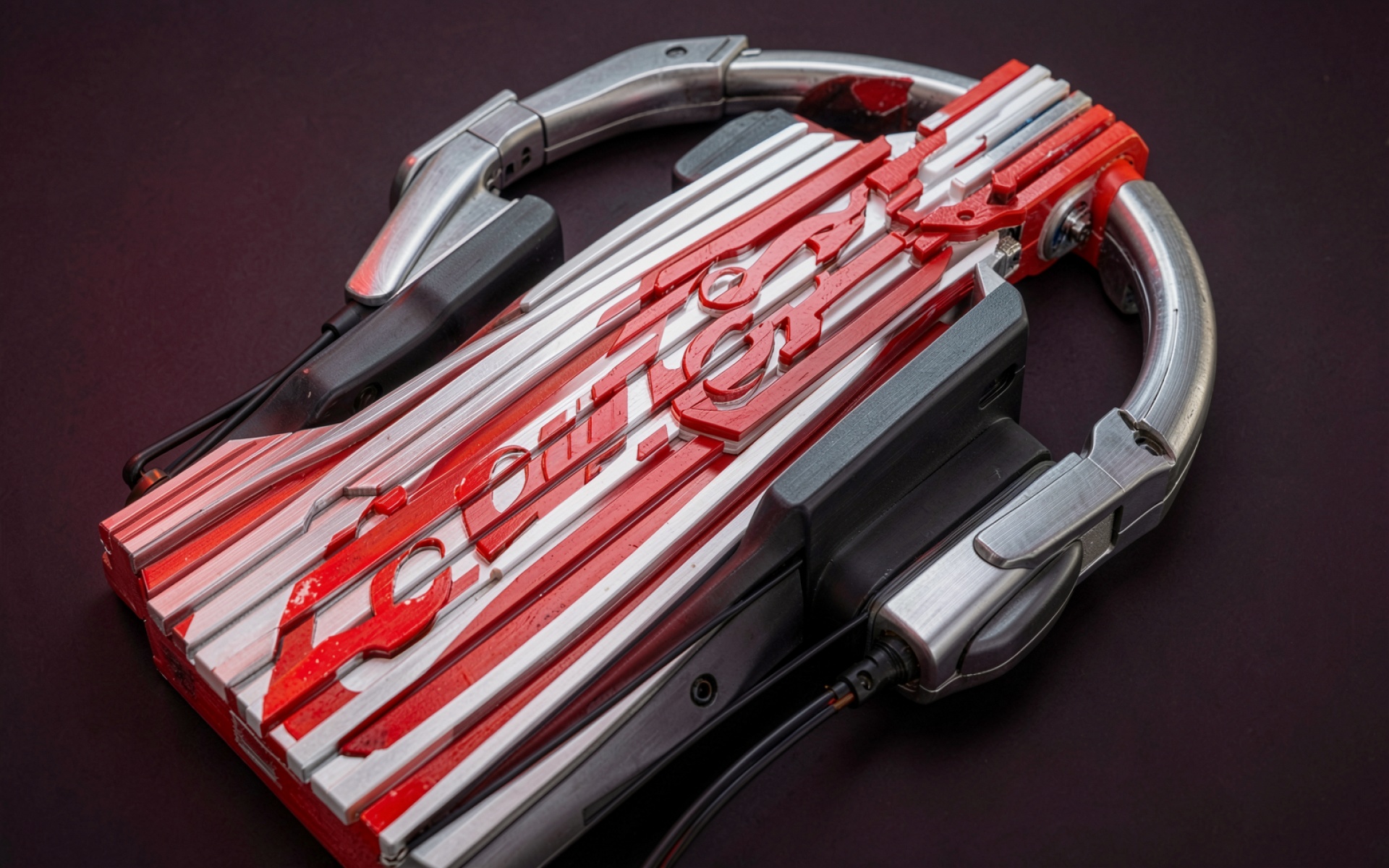 Футуристический красный плеер в металлическом корпусе