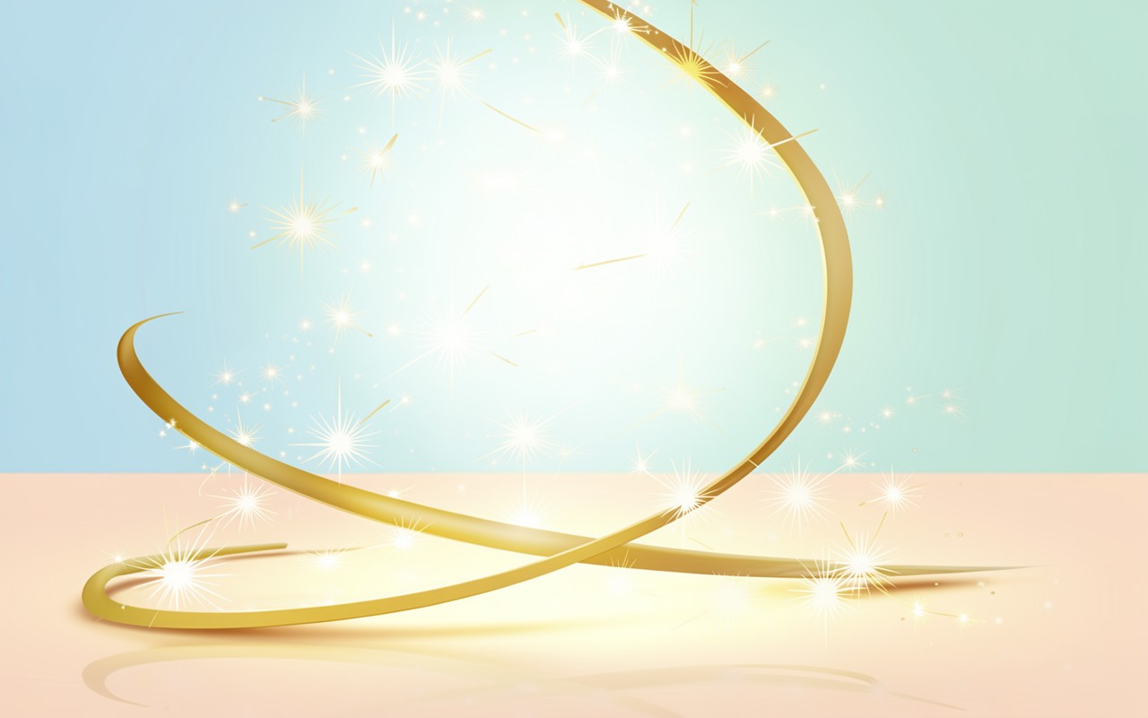 Золотая спираль с искрами на светлом фоне