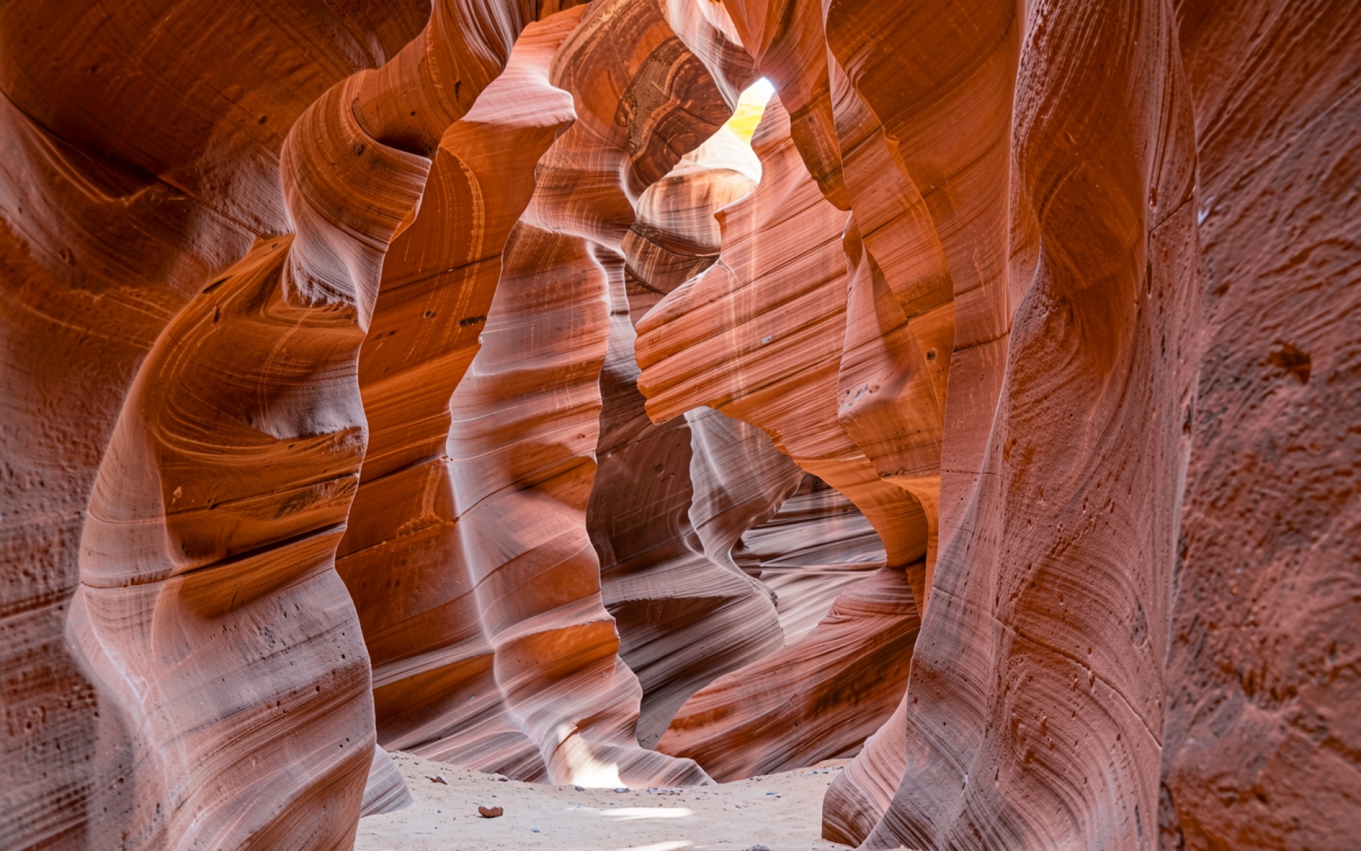 Каньон Антилопы оранжевый песчаник плавные линии