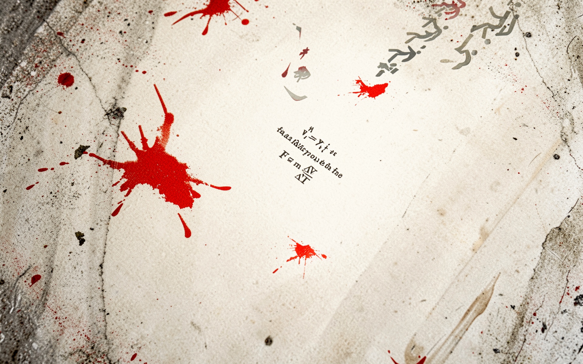 Красные пятна крови на белом бетонном фоне