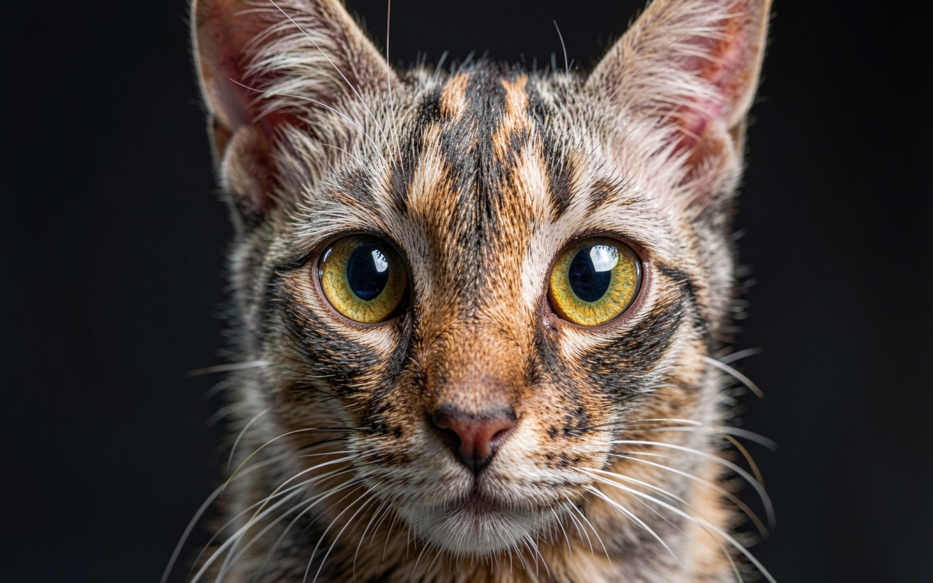 Портрет бенгальского кота с желтыми глазами