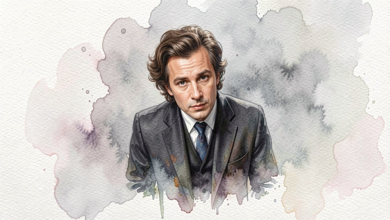 Портрет Шерлока Холмса в стиле акварели