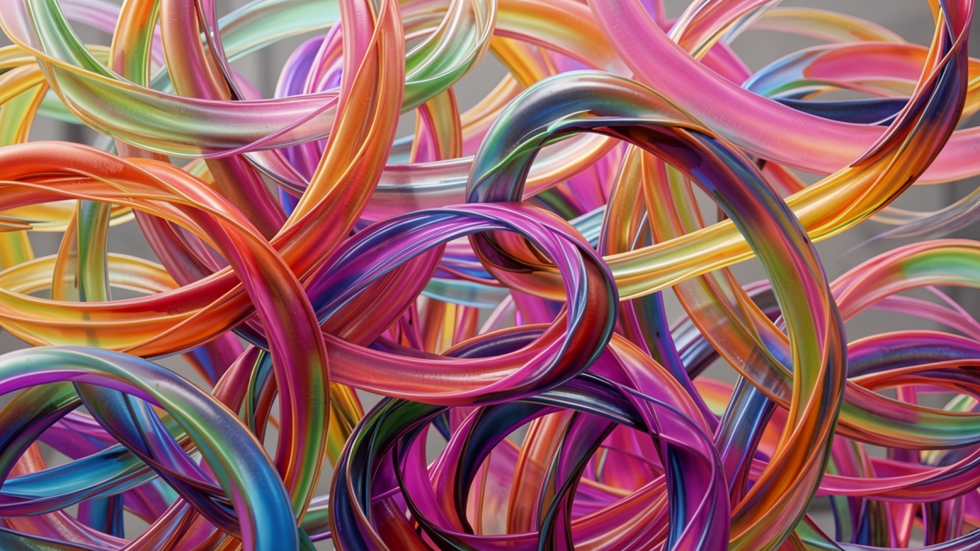 Цветные глянцевые ленты в абстрактном переплетении