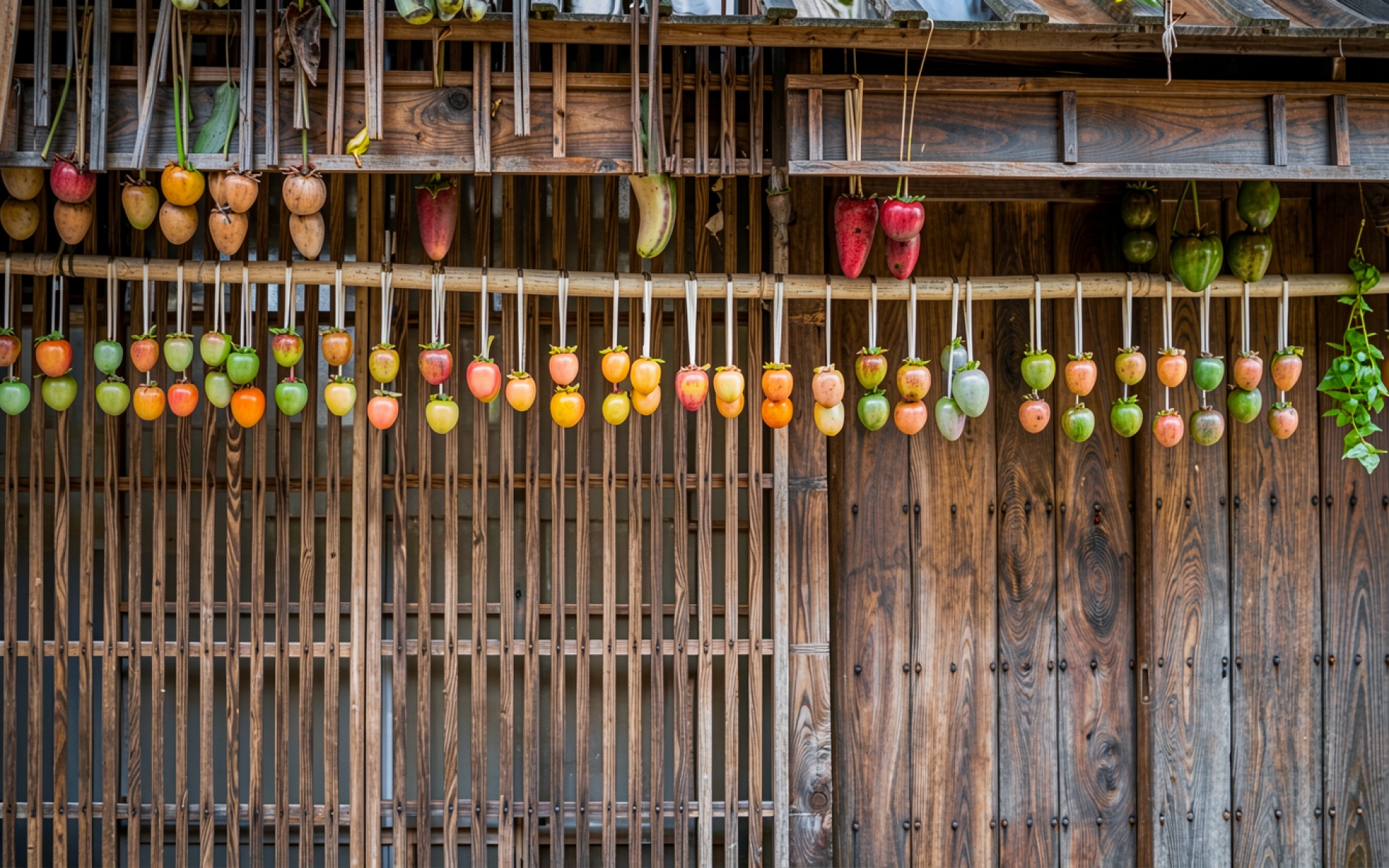 Сушеные плоды хурмы на деревянном фоне