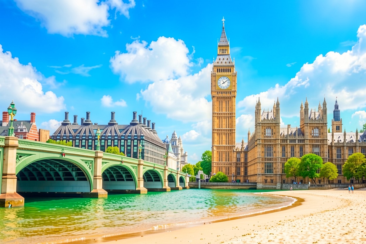 Башня Биг-Бен солнечный день летний Лондон