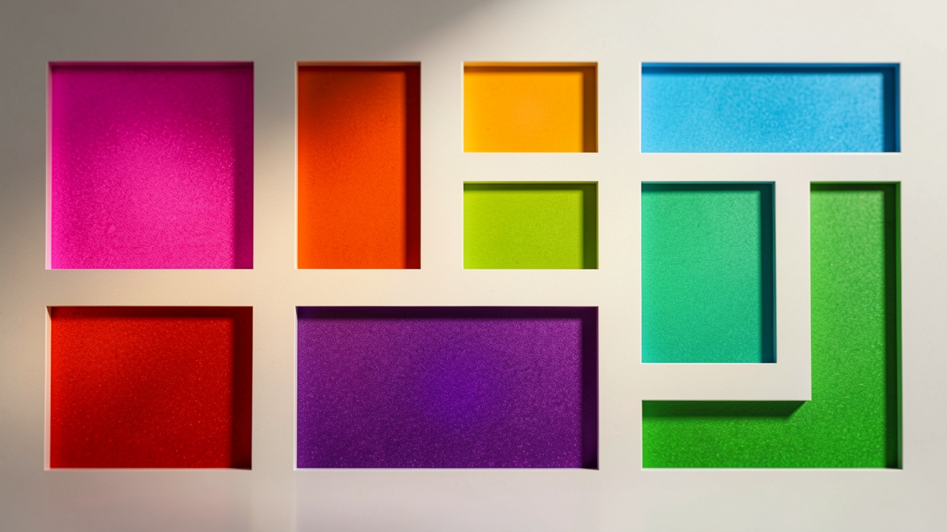 Цветные прямоугольники в белой минималистичной стене