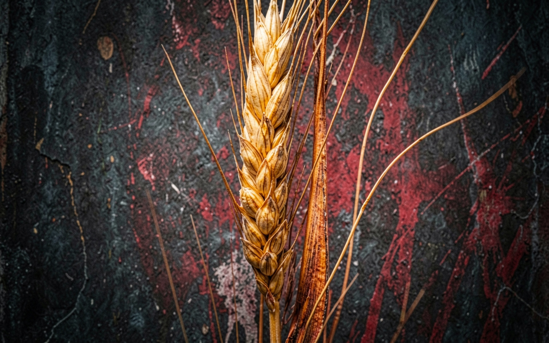 Золотой колос пшеницы на темном фоне