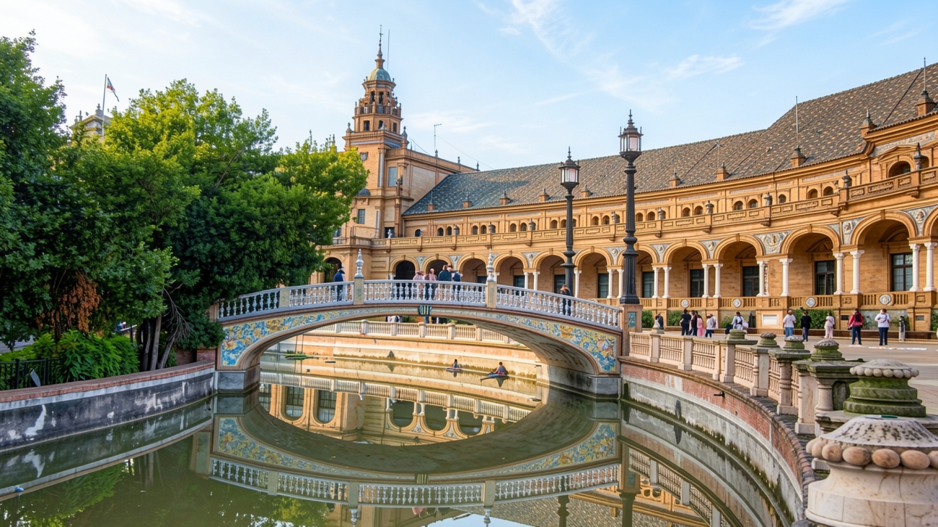 Архитектура площади Испании в Севилье солнечный день