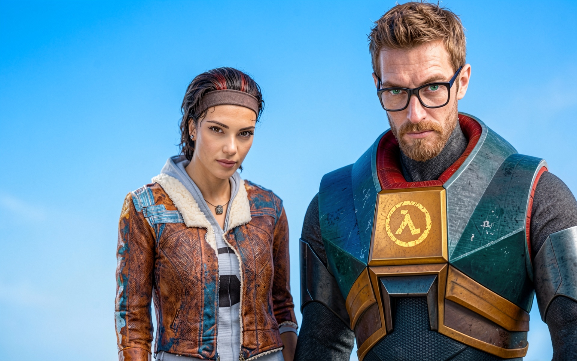 Гордон Фримен и Аликс Вэнс в голубом небе