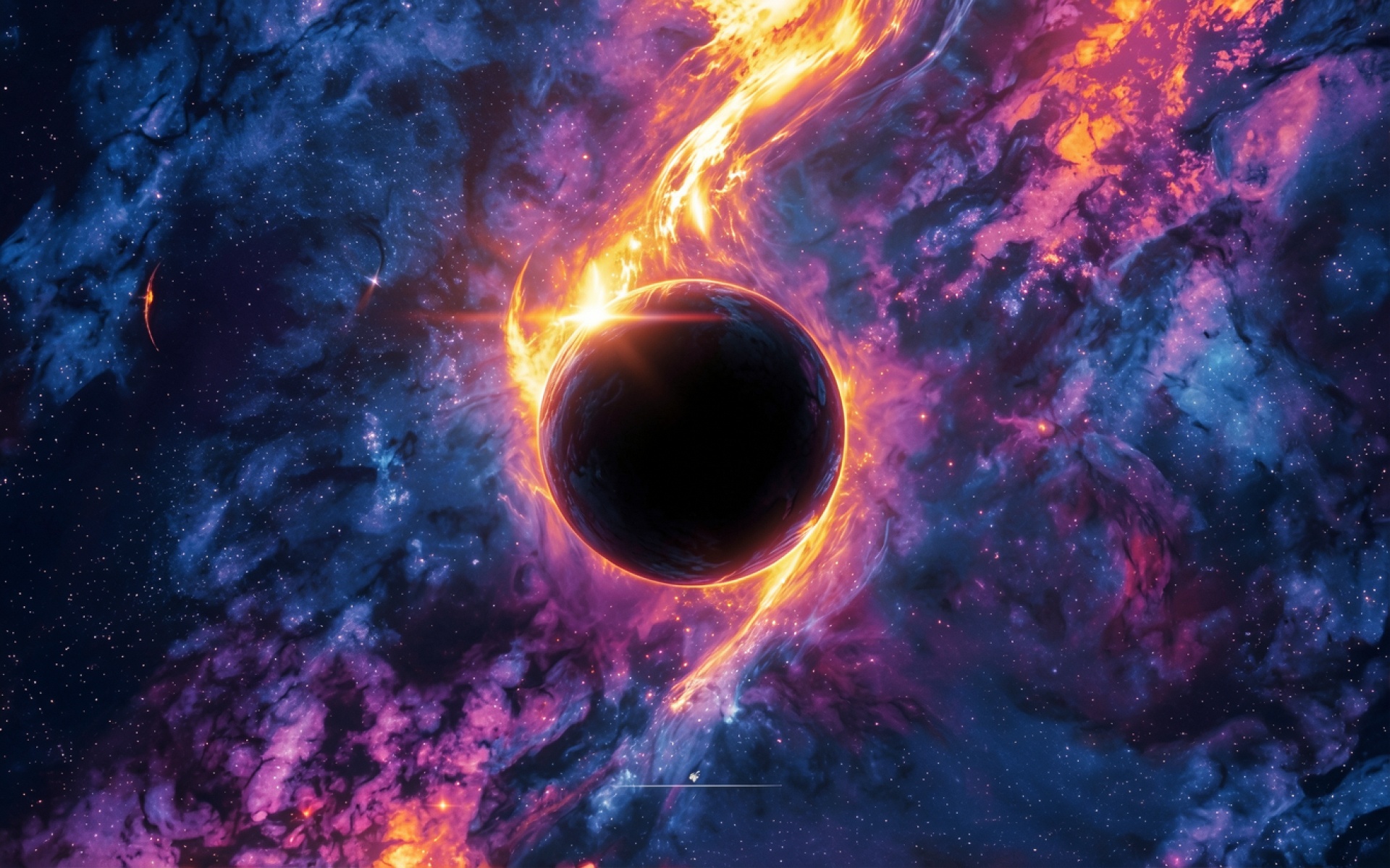 Черная дыра в фиолетовом космическом туманности