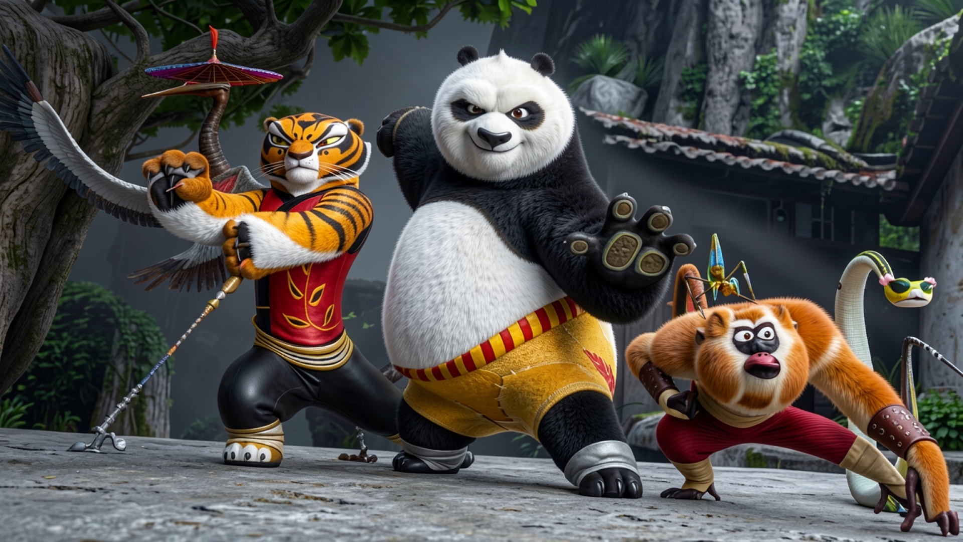 Кунг-фу Панда и друзья в китайском городе