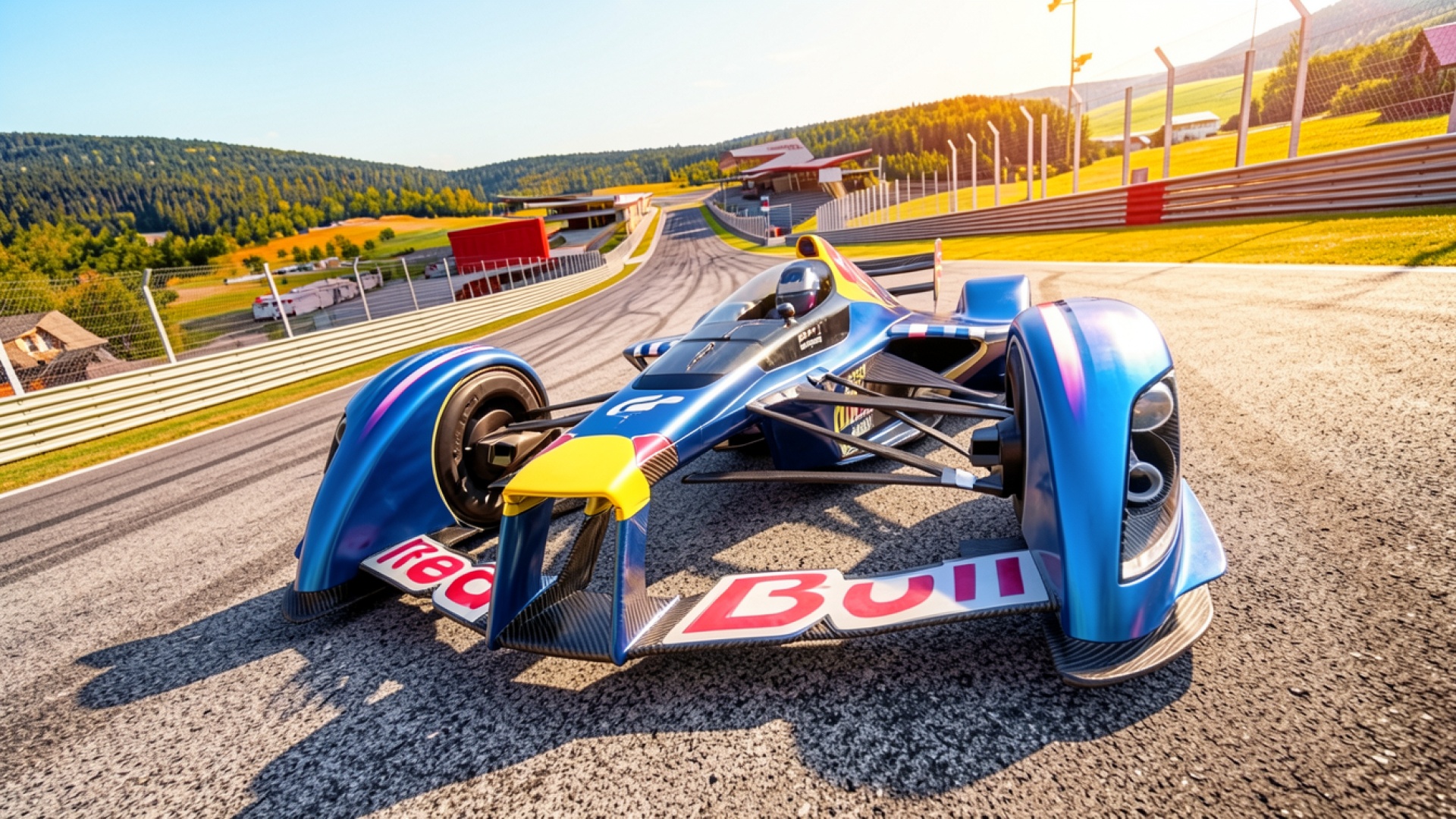 Гоночный болид Red Bull на трассе