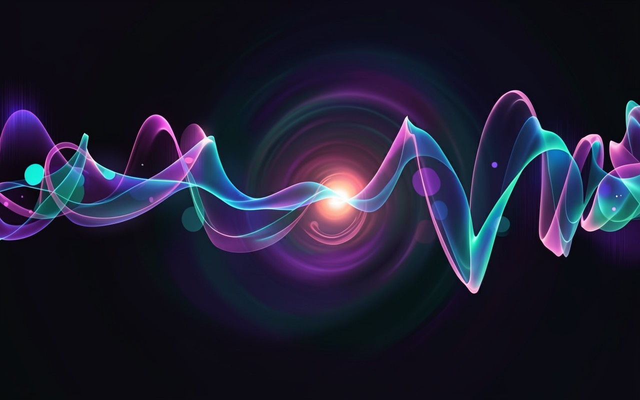 Абстрактные неоновые волны в темном космическом пространстве