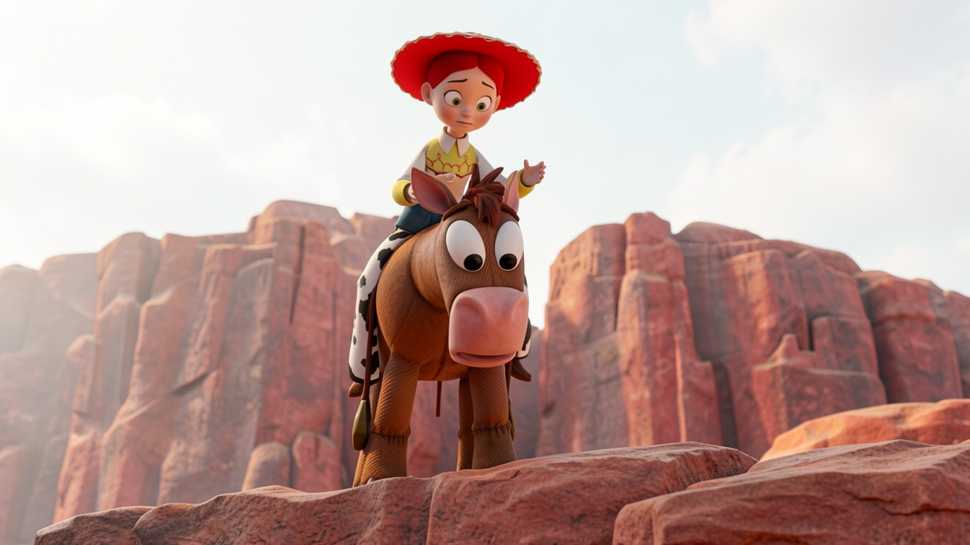 Джесси и Буллсайе на фоне красных скал