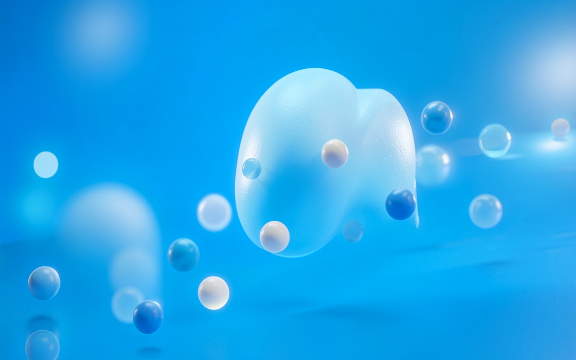 Абстрактные голубые сферы в минималистичном цифровом пространстве